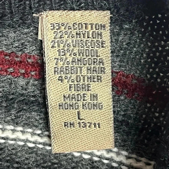 I.E. Relaxed 1/4 zip Nordic Striped Women's Sweater Winter Mock Neck Angora Siz… - Picture 12 of 12